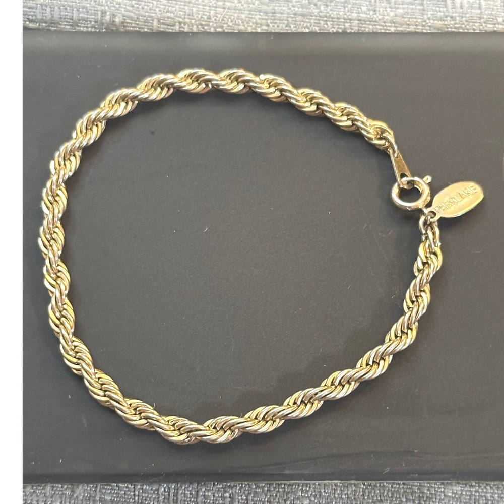 Vintage Park Lane Gold Tone Rope Chain Bracelet Twisted Link 7.5 Inch